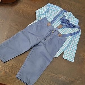 Simple Joys by Carter's Bow Tie & Suspender Set - Grey, Green Plaid, 18m